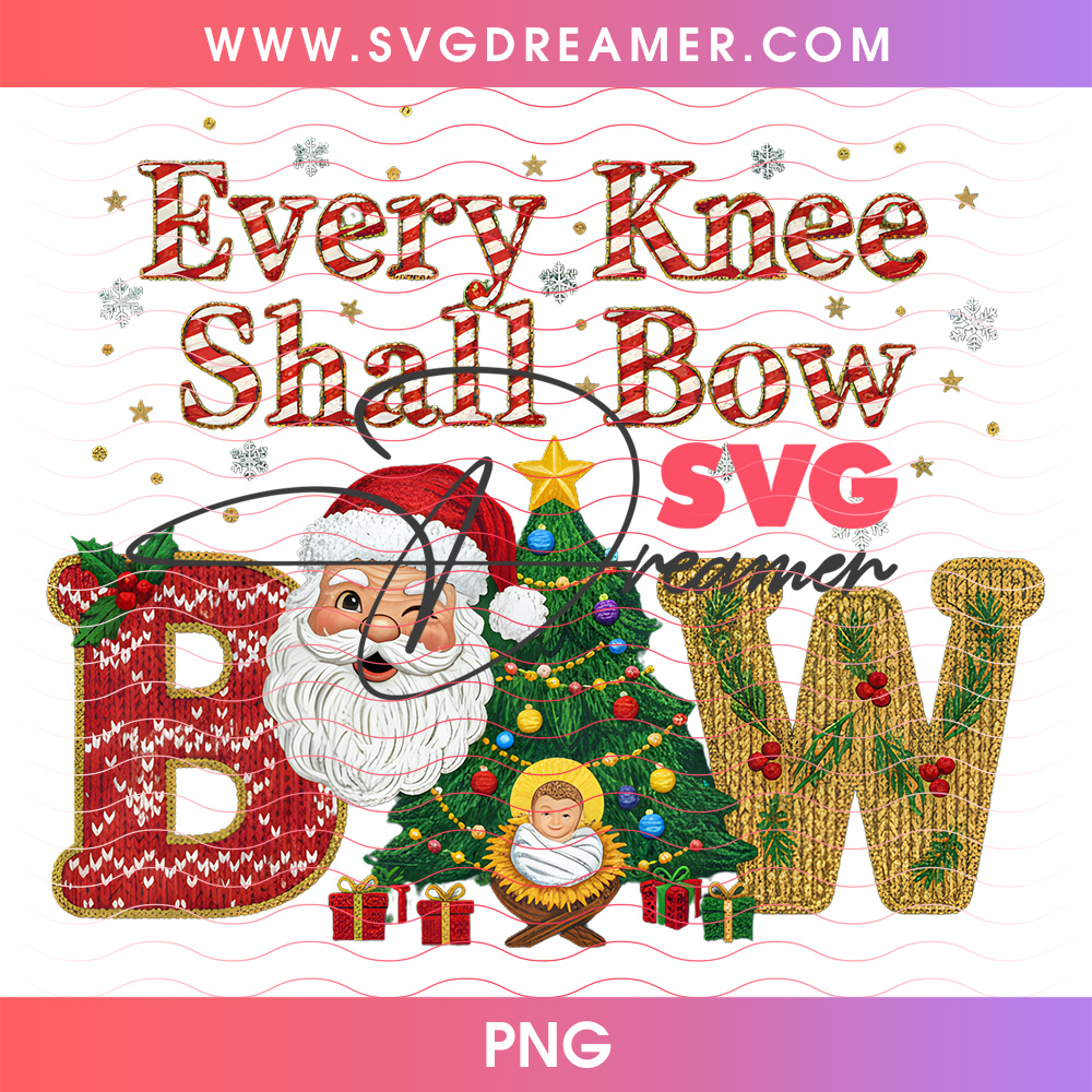 Fair Isle Knitted Nativity Every Knee Shall Bow PNG 2 Fair Isle Knitted Nativity Every Knee Shall Bow PNG