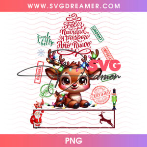 Feliz Navidad Y Prospero Ano Nuevo Cute Deer Png PNG