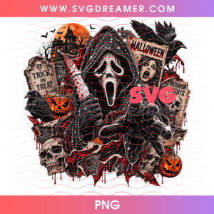 Ghostface Retro Halloween Badges Jack O Lantern Horror PNG, Vintage Trick Or Treat Slasher Comic Art PNG Shirt Design