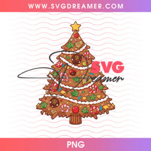Gingerbread Cookie Stack Christmas Tree White Royal Icing PNG, Sweet Holiday Bakery Pastry Tree PNG Shirt Design