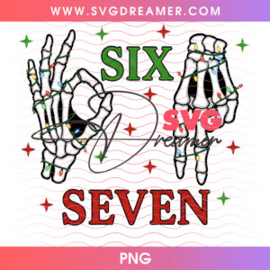 Glowing Christmas Lights Skeleton Hands Six Seven PNG