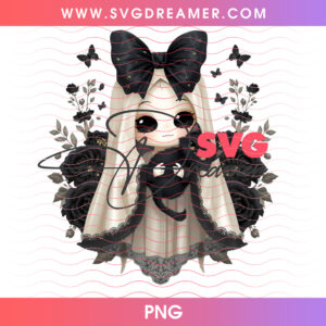 Gothic Doll Ghost Girl Black Lace Veil Holding Black Kitten PNG, Dark Coquette Pastel Goth Spooky Season Halloween PNG Shirt Design
