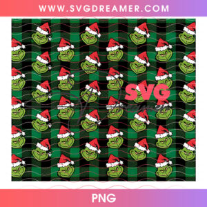 Green Buffalo Plaid Grinch Pattern Tumbler Wrap 20oz PNG