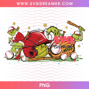 Grinch Baseball Player Catcher Mitt Helmet Png PNG