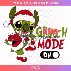 Grinch Mode On Stitch In Santa Suit Holiday Mischief PNG, Funny Disney Christmas Attitude Artwork PNG Shirt Design