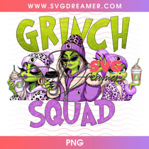 Grinch Squad Purple Cheetah Girls Iced Drinks Png PNG