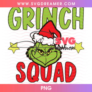 Grinch Squad Santa Hat Stars Whoville Holiday PNG, Matching Christmas Family Squad Crew PNG Shirt Design