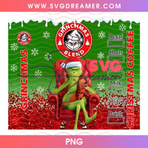 Grinchmas Blend Coffee Holiday Lounge Tumbler Wrap 20oz PNG