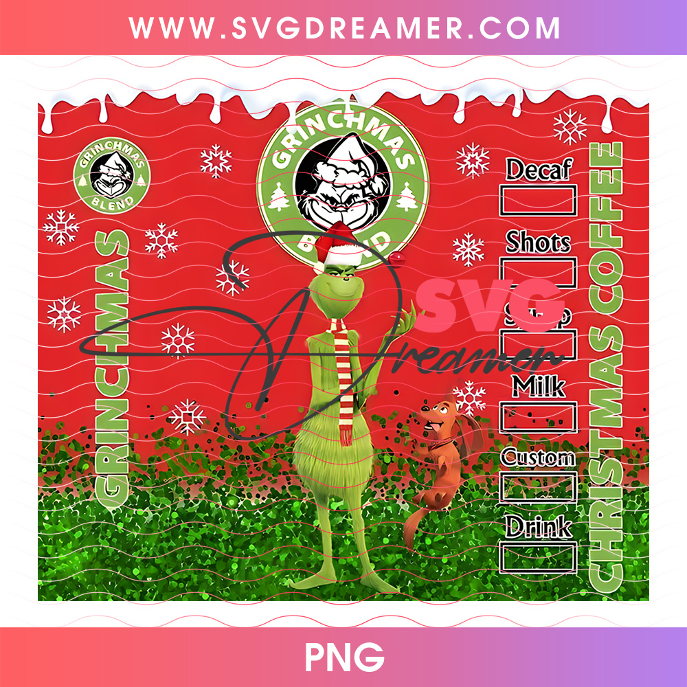 Grinchmas Christmas Coffee Menu Glitter Tumbler Wrap 20oz PNG 2 Grinchmas Christmas Coffee Menu Glitter Tumbler Wrap 20oz PNG