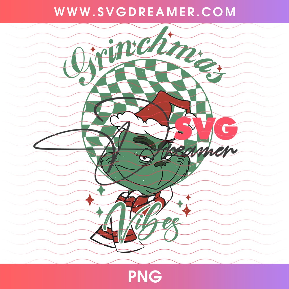 Grinchmas Vibes Retro Green Checkered Badge Png PNG 2 Grinchmas Vibes Retro Green Checkered Badge Png PNG