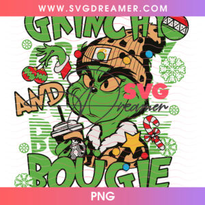 Grinchy And Bougie Iced Coffee Beanie Snowflake PNG, Sassy Winter Girl Aesthetic Holiday PNG Shirt Design