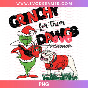 Grinchy For Them Dawgs Georgia Bulldog Mascot PNG, College Football Holiday Game Day Cheering PNG Shirt Design