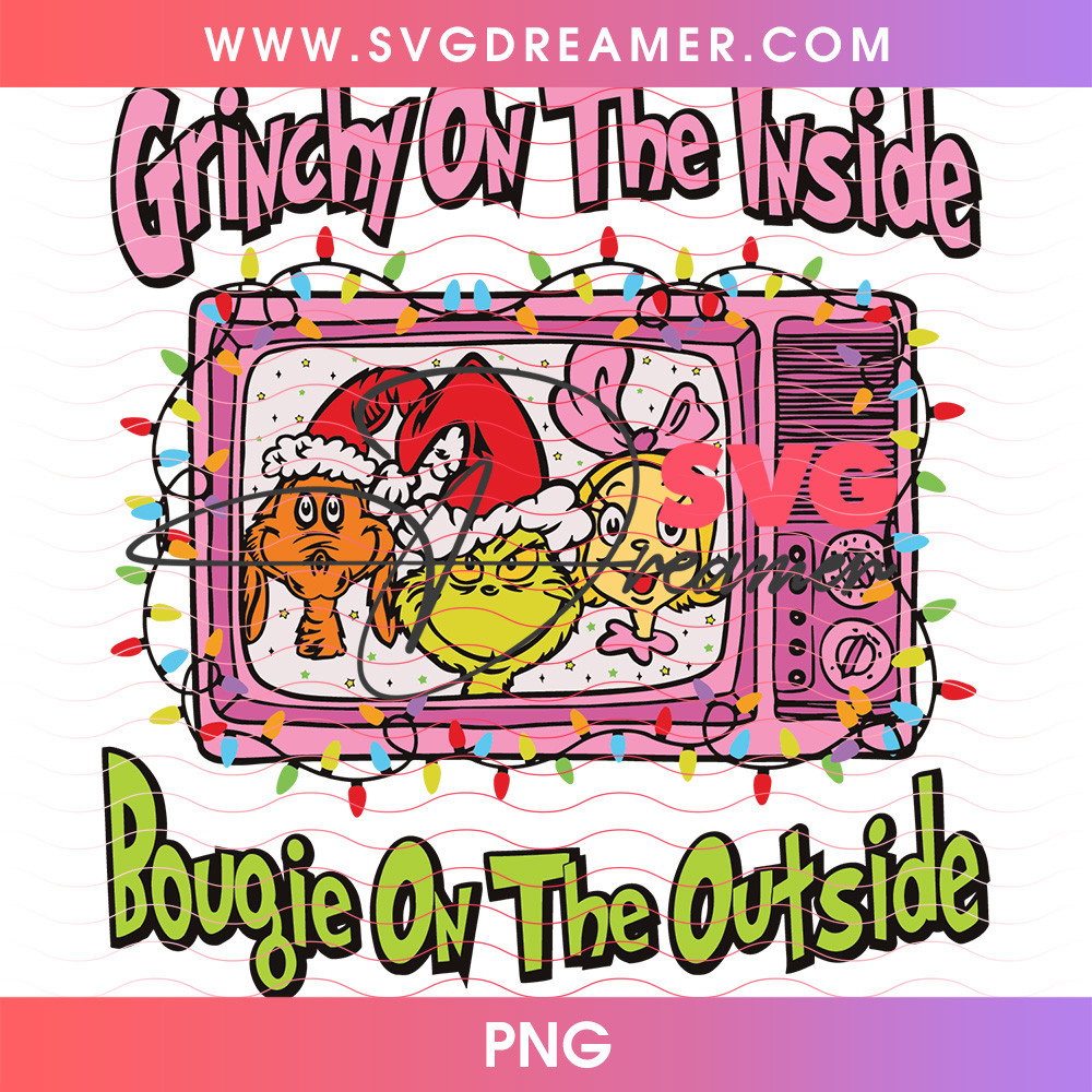 Grinchy On The Inside Boujie On The Outside Retro TV PNG, Vintage Holiday Television Cindy Lou Max PNG Shirt Design 2 Grinchy On The Inside Boujie On The Outside Retro TV PNG, Vintage Holiday Television Cindy Lou Max PNG Shirt Design