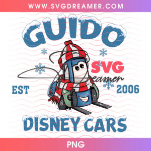 Guido Est 2006 Disney Cars Winter Beanie Scarf Christmas PNG, Radiator Springs Forklift Holiday PNG Shirt Design