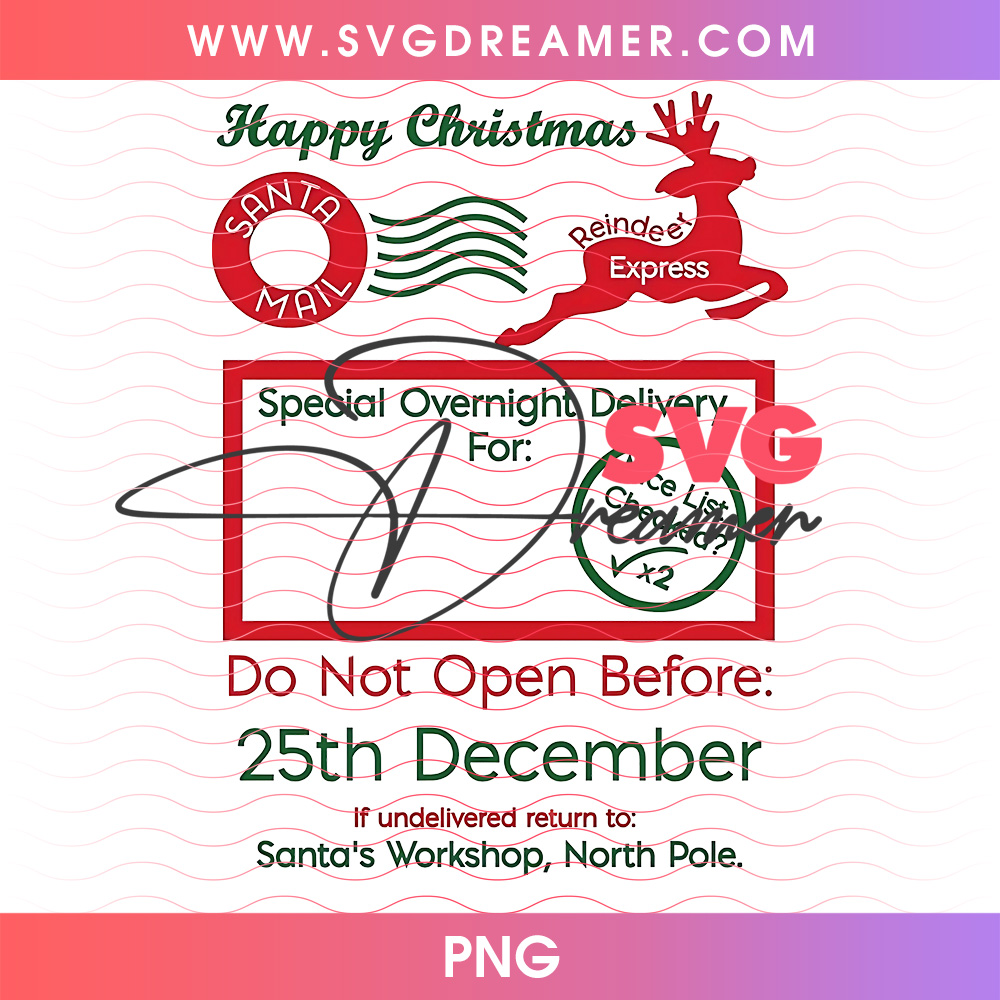 Happy Christmas Reindeer Express Overnight Tag Png PNG 2 Happy Christmas Reindeer Express Overnight Tag Png PNG