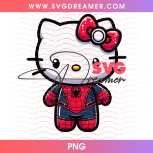 Hello Kitty Spider-Man Costume SVG PNG, Cute Superhero Kitty Clip Art Cut File