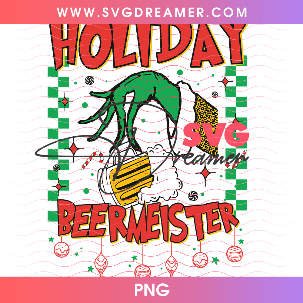 Holiday Beermeister Grinch Hand Clinking Beer Mug PNG, Plaid Christmas Pub Crawl Drinking Toast PNG Shirt Design 2 Holiday Beermeister Grinch Hand Clinking Beer Mug PNG, Plaid Christmas Pub Crawl Drinking Toast PNG Shirt Design