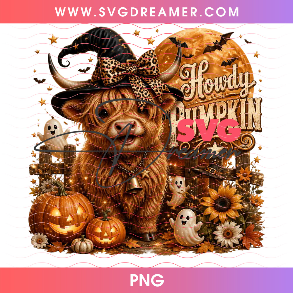 Howdy Pumpkin Highland Cow Witch Hat Plaid Bow Tiny Ghosts PNG, Western Country Halloween Cute Heifer Pumpkin Patch PNG Shirt Design 2 Howdy Pumpkin Highland Cow Witch Hat Plaid Bow Tiny Ghosts PNG, Western Country Halloween Cute Heifer Pumpkin Patch PNG Shirt Design