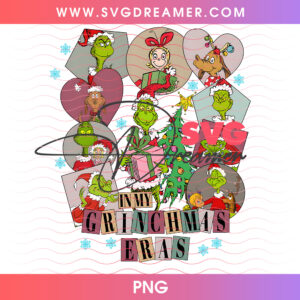 In My Grinchmas Eras Retro Sticker Collage Png PNG