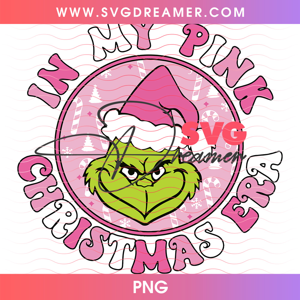 In My Pink Christmas Era Grinch Face Round Badge Png PNG 2 In My Pink Christmas Era Grinch Face Round Badge Png PNG