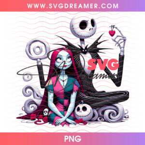 Jack Skellington Giving Sally Red Heart Necklace Gothic Romance PNG, Nightmare Before Christmas Roses Pumpkin Witchcraft PNG Shirt Design