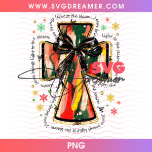 Jesus Brings Light To The Season Stained Glass Cross PNG, Christian Faith Christmas Holiday PNG Shirt Design