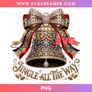 Jingle All The Way Diamond Leopard Christmas Bell PNG Shirt Design