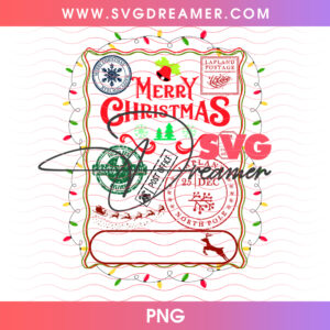Lapland North Pole Postal Merry Christmas Tag Png PNG
