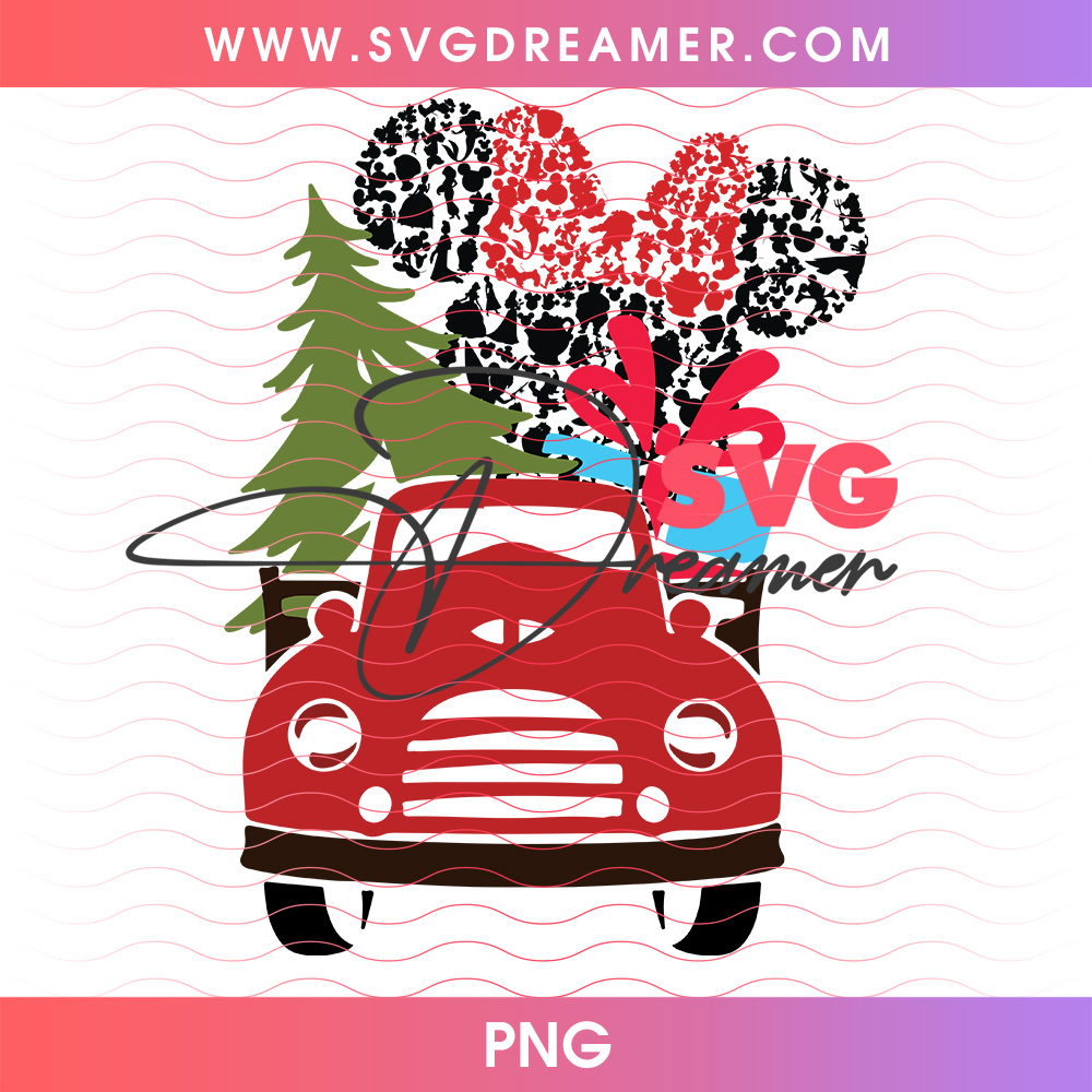 Leopard Print Minnie Bow Vintage Red Truck Christmas PNG 2 Leopard Print Minnie Bow Vintage Red Truck Christmas PNG