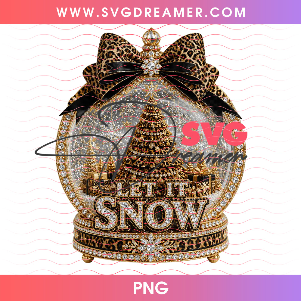 Let It Snow Diamond Leopard Christmas Snow Globe PNG Shirt Design 2 Let It Snow Diamond Leopard Christmas Snow Globe PNG Shirt Design