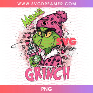 Mama Grinch Leopard Pattern Coffee Lover Png PNG