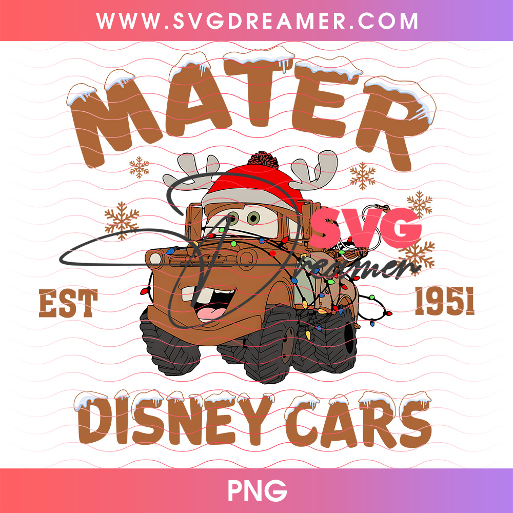 Mater Est 1951 Disney Cars Reindeer Antlers Lights Christmas PNG, Radiator Springs Tow Truck Holiday PNG Shirt Design 2 Mater Est 1951 Disney Cars Reindeer Antlers Lights Christmas PNG, Radiator Springs Tow Truck Holiday PNG Shirt Design