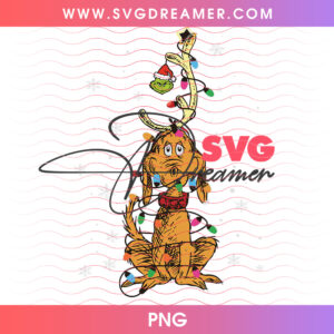 Max The Dog Tangled In Christmas Lights Antler Png PNG