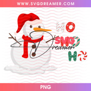 Melted Snowman Santa Hat Puddle HoHoHo Typography PNG, Funny Warm Weather Christmas Winter PNG Shirt Design