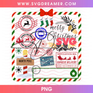 Merry Christmas Candy Cane Stripe Airmail Tag Png PNG