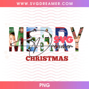 Merry Christmas Home Alone Movie Letters Kevin McCallister PNG, Classic 90s Holiday Comedy Film PNG Shirt Design