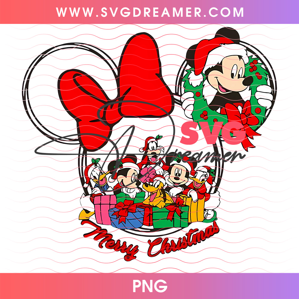 Merry Christmas Mickey Ears Frame With Friends PNG, Disney Holiday Bow Wreath Gang Celebration PNG Shirt Design 2 Merry Christmas Mickey Ears Frame With Friends PNG, Disney Holiday Bow Wreath Gang Celebration PNG Shirt Design