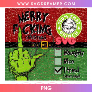 Merry Christmas Naughty Nice I Tried Tumbler Wrap 20oz PNG