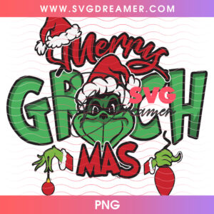 Merry Grinchmas Big Bold Letters Christmas Bulb Png PNG