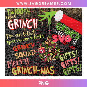 Merry Grinchmas Emoticon Expressions Tumbler Wrap 20oz PNG
