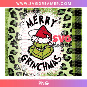 Merry Grinchmas Green Cheetah Print Tumbler Wrap 20oz PNG