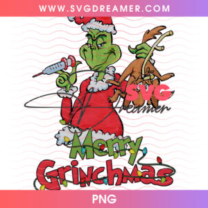 Merry Grinchmas Nurse Syringe Vaccine Holiday Png PNG