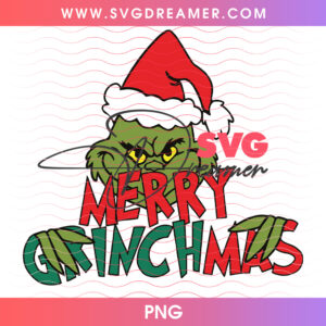 Merry Grinchmas Santa Hat Green Face Png PNG