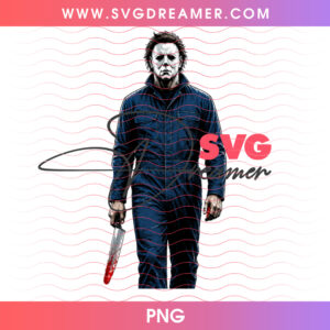 Michael Myers Full Body Bloody Kitchen Knife The Shape PNG, Cinematic Halloween Slasher Movie Horror Killer Stalker PNG Shirt Design