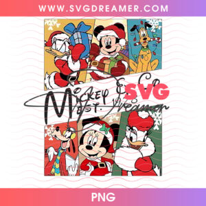 Mickey And Co Est 1928 Christmas Comic Panels PNG, Vintage Disney Holiday Gang Winter Retro PNG Shirt Design