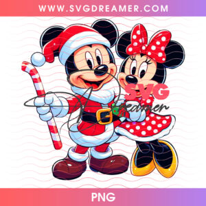 Mickey And Minnie Holiday Couple Holding Candy Cane PNG, Classic Disney Sweethearts Christmas Cheer PNG Shirt Design