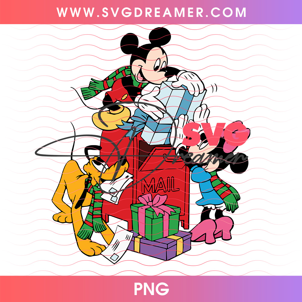 Mickey Minnie And Pluto Mailing Christmas Letters PNG 2 Mickey Minnie And Pluto Mailing Christmas Letters PNG