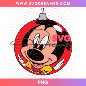 Mickey Mouse Inside Red Christmas Bauble Ornament PNG