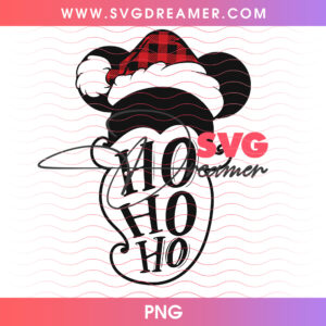 Mickey Mouse Santa Beard Ho Ho Ho Typography Christmas PNG
