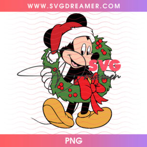 Mickey Mouse Santa Hat Christmas Wreath Holiday PNG